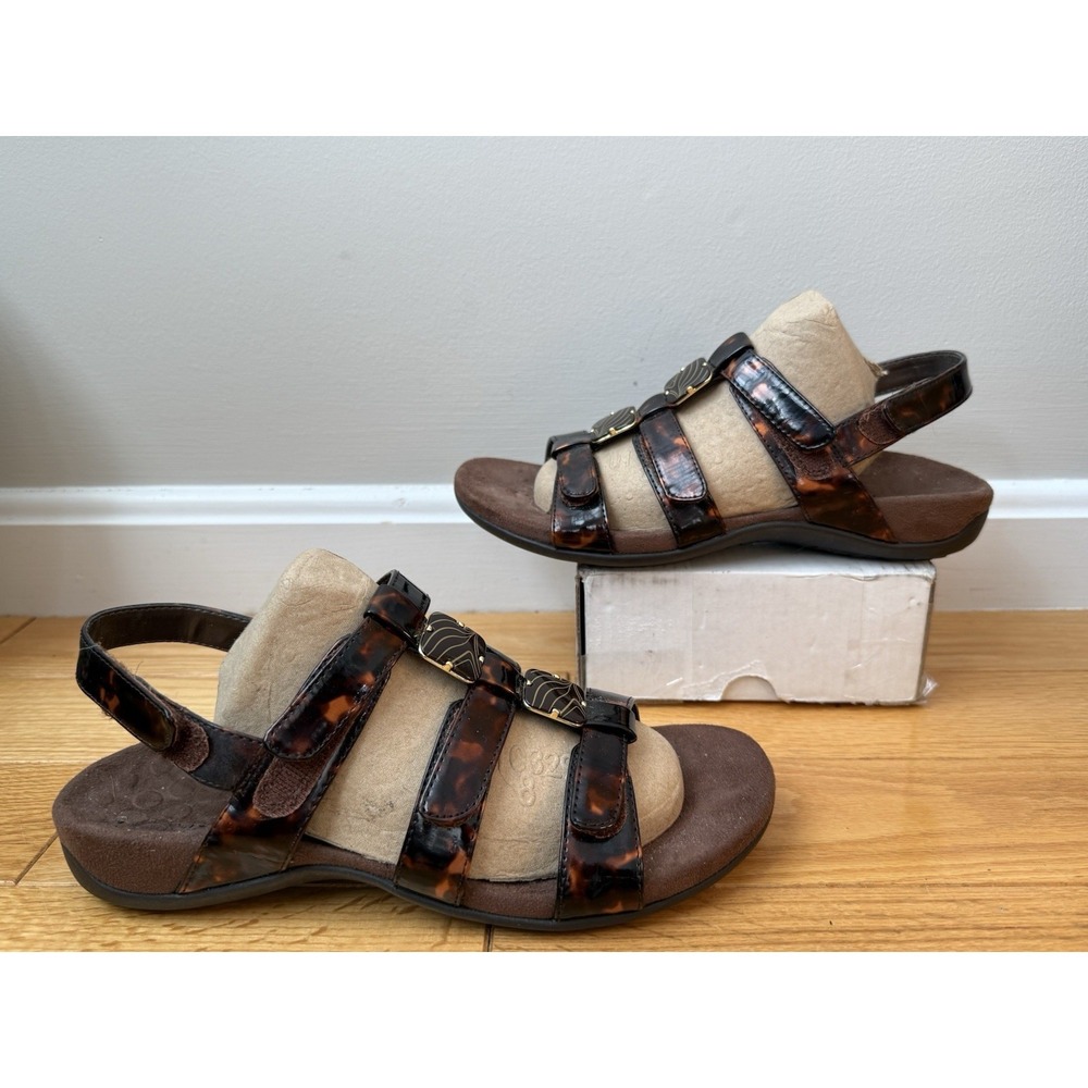 Vionic Amber Adjustable Ankle Strap Orthaheel Tortoise Sandals Women's 7M